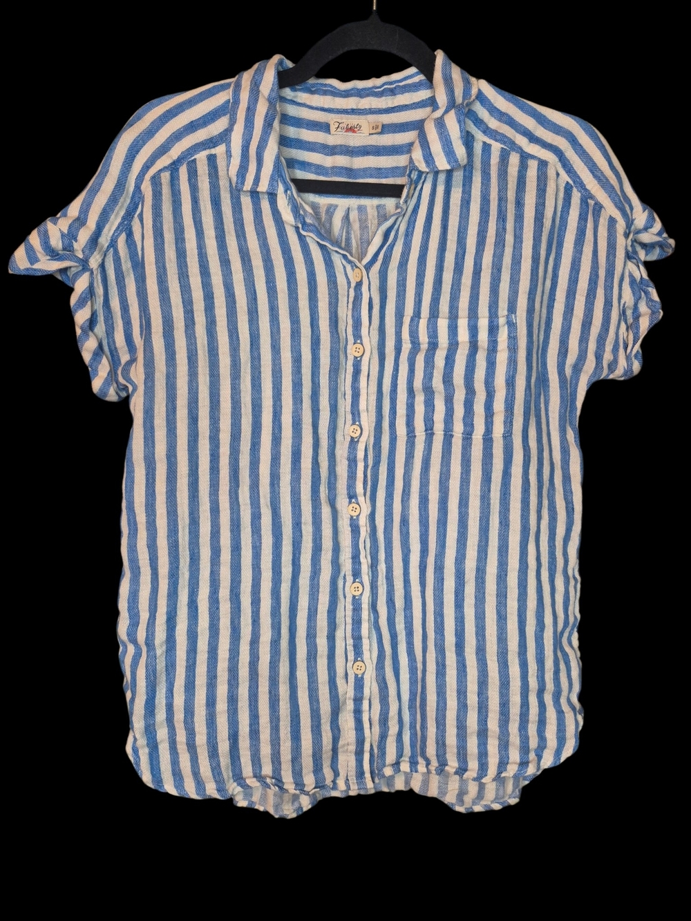 Faherty Blue and White Striped Button-Down Shirt